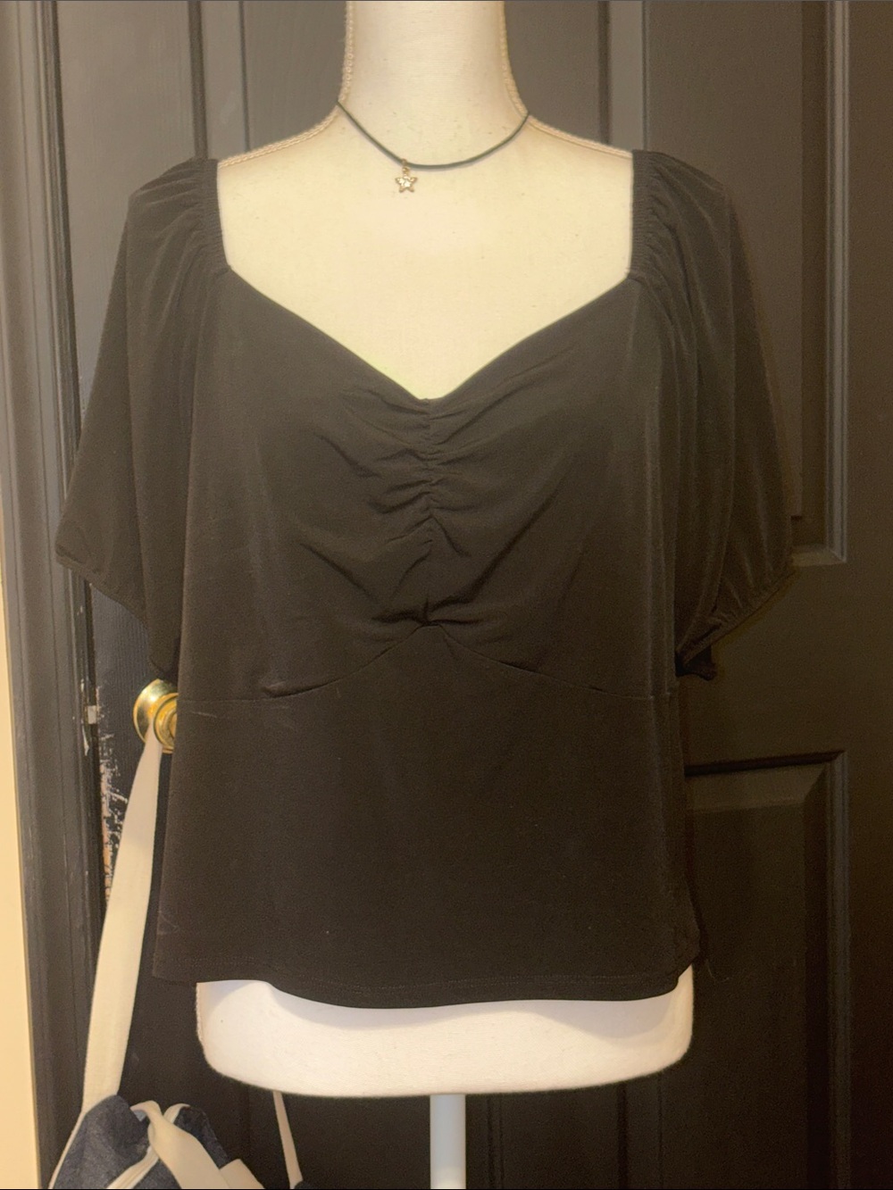 Women's Black Ruched bust Top
